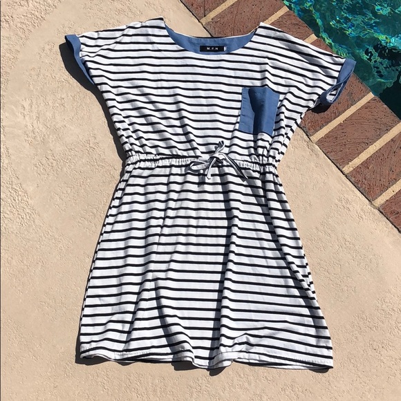 MFN Dresses & Skirts - M.F.N. Cotton striped dress, tie waist, casual